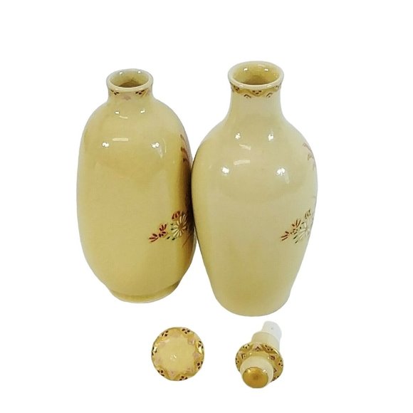 Jars Vases Lids 2 Different Shapes Florals Gold Gilding Hand Painted Hallmarked - Picture 7 of 12